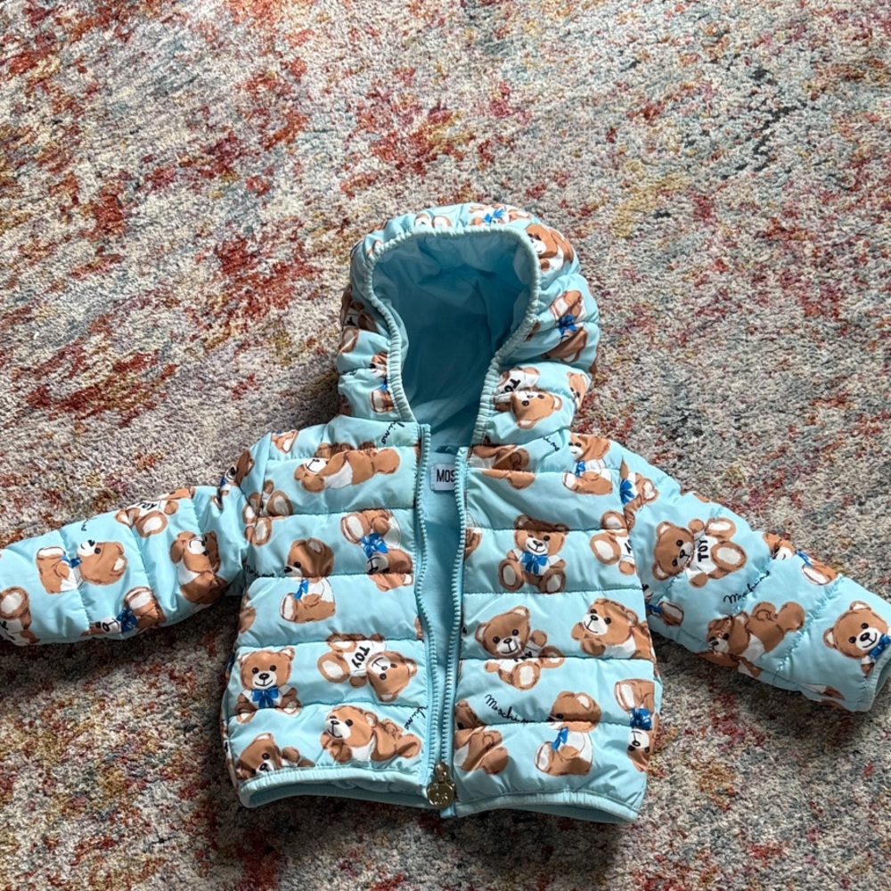 Moschino Light Blue Teddy Bear Puffer Jacket